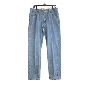 Wrangler Authentics Mens 35x34 Straight Leg Blue Denim Jeans 100% Cotton Mexico